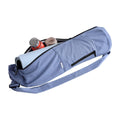 Navaris XXL Yoga Mat Bag – Cotton Yoga Mat Carrier with Zipper & Adjustable Shoulder Strap for Yoga, Pilates & Gymnastics (Blue)