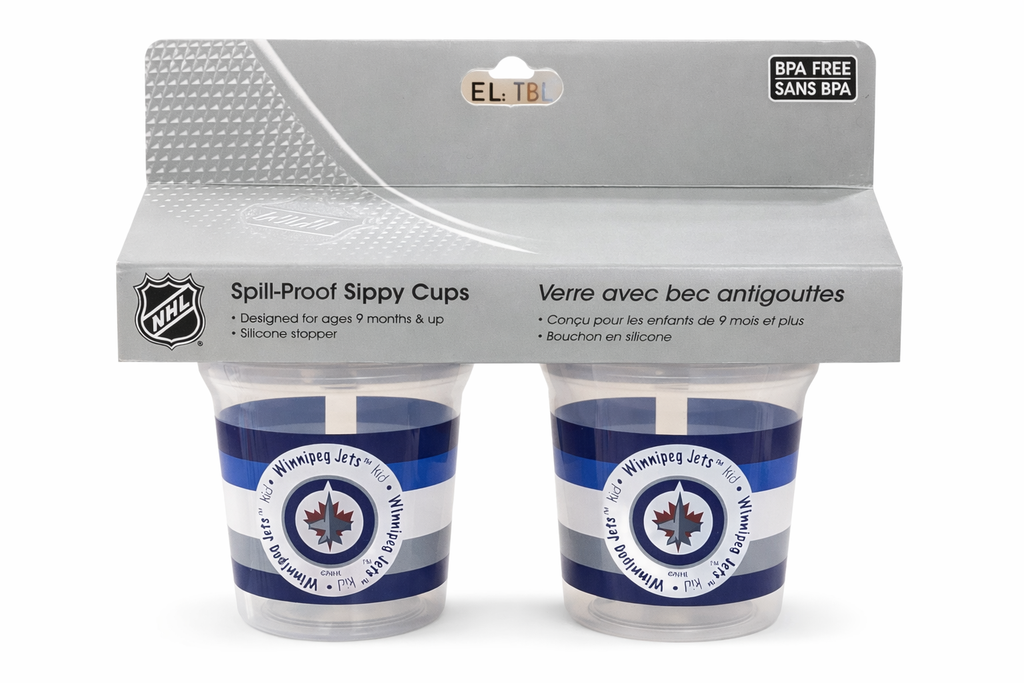 NHL Winnipeg Jets Kids Spill-Proof Sippy Cups – 2 Pack, BPA-Free, Silicone Spout, Toddler Training Cups (9+ Months)