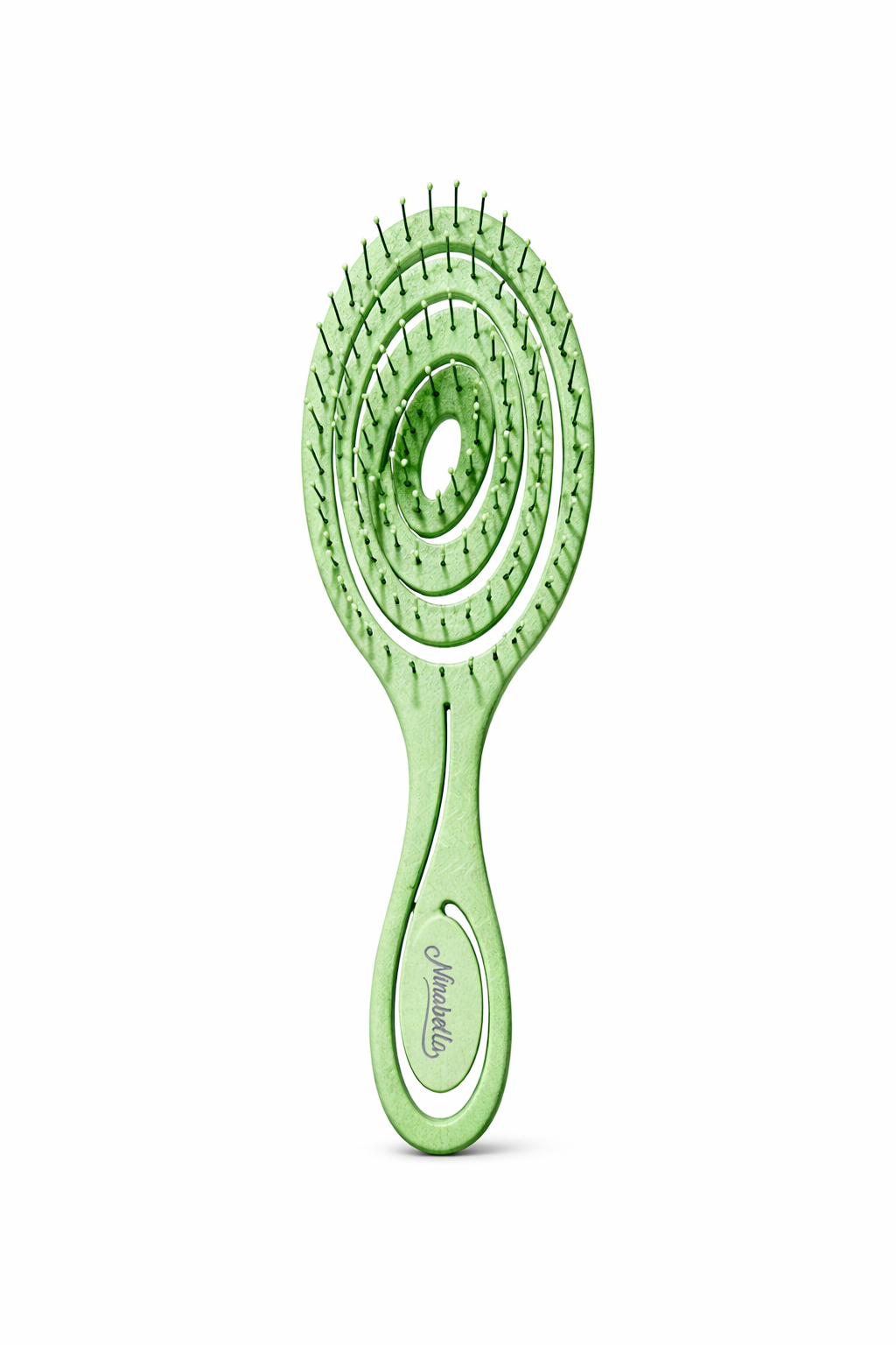 Ninabella Bio Hair Brush with Spiral Design – Detangling Brush, Eco-Friendly Bioplastic (Lime Green)