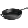Navaris Cast Iron Skillet – 12" (30cm) Pre-Seasoned Frying Pan with Helper Handle & Pour Spouts for Oven, Stovetop, Grill & Campfire