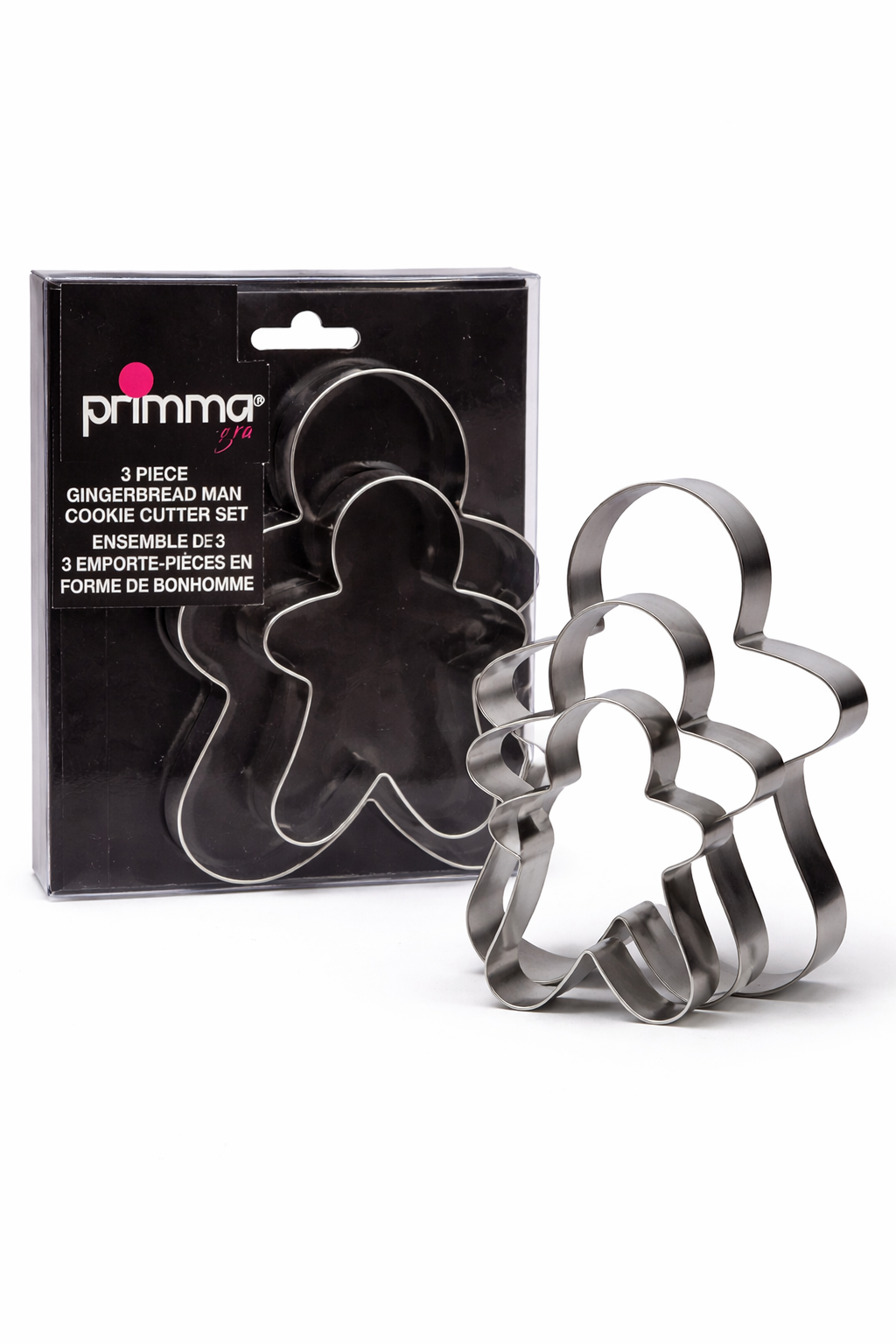 Primma 3-Piece Gingerbread Man Cookie Cutter Set – Stainless Steel Baking Cutters (3 Sizes)