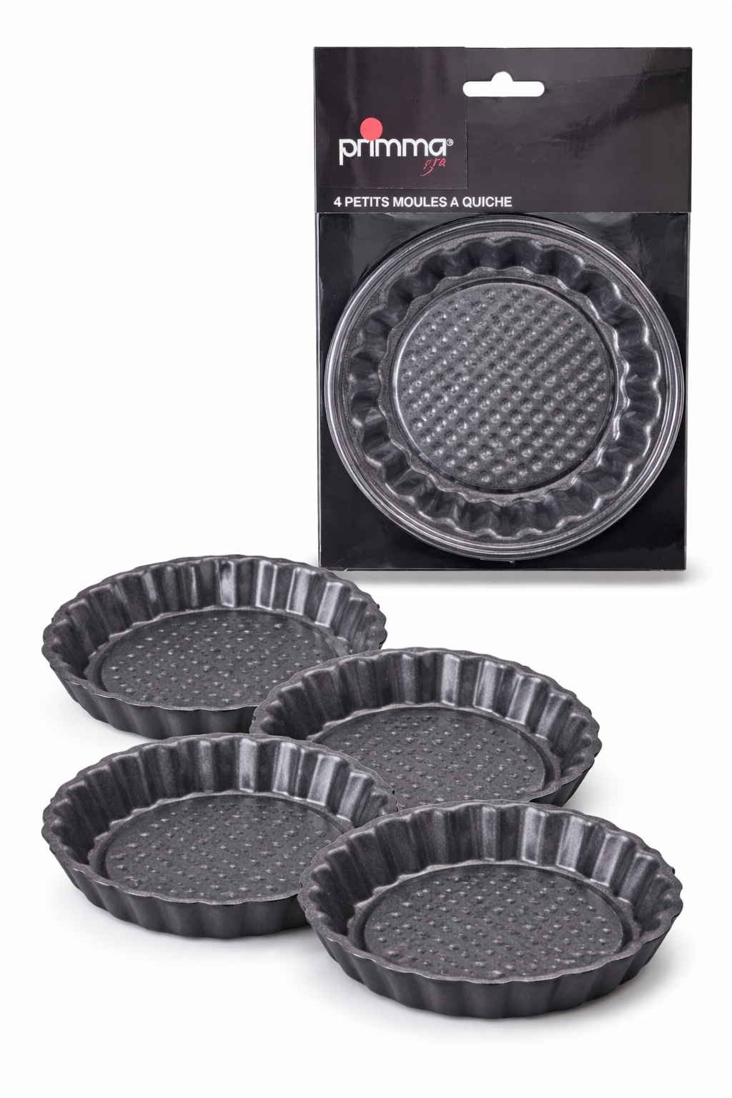 Primma 4-Piece Mini Quiche Pan Set – Non-Stick Tart Molds for Baking, Desserts & Savory Quiches