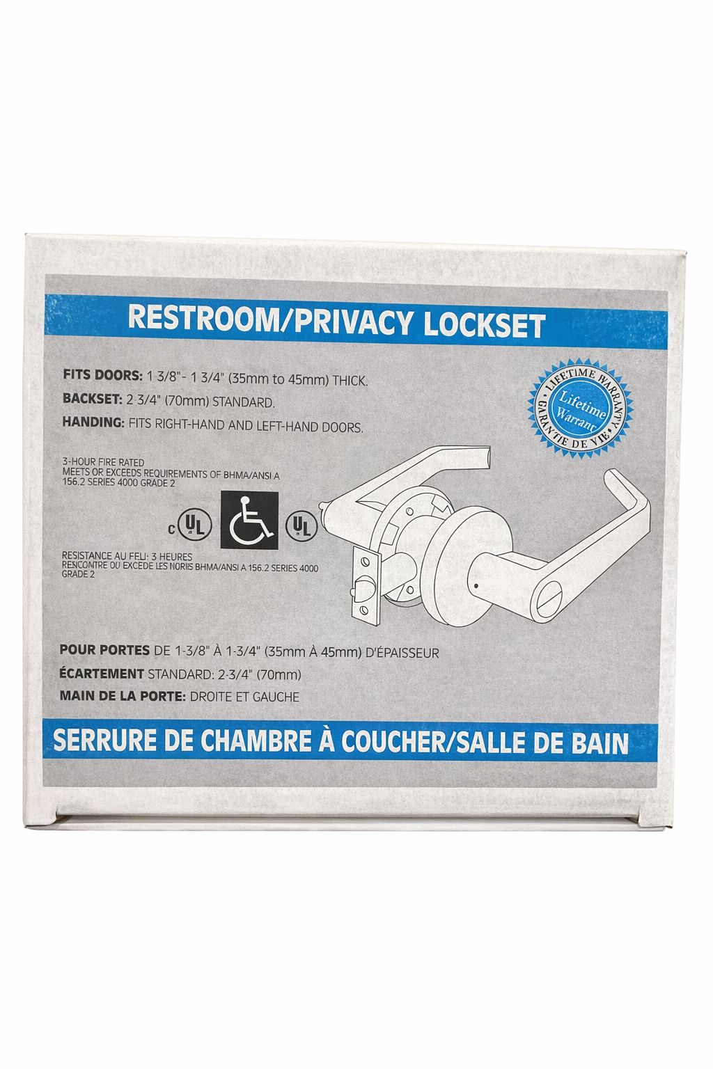 Restroom/Privacy Door Lockset – Interior Lever Handle Lock for Bedroom & Bathroom Doors