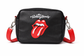 Rolling Stones Crossbody Bag – Black Faux Leather Mini Shoulder Bag with Adjustable Strap