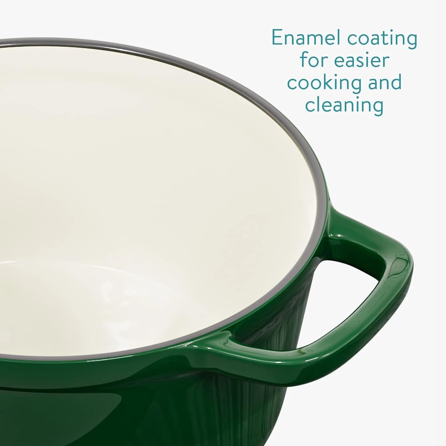 Navaris Enameled Cast Iron Dutch Oven – 2.6 Quart Casserole Pot with Lid, Induction & Oven Safe, Glossy Green (20cm)