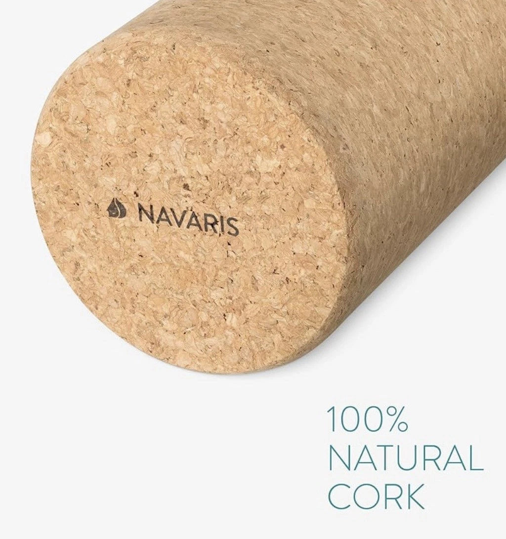 Navaris Cork Roller Large 4" x 24" – Natural Cork Fitness & Yoga Roller for Muscle Recovery, Mobility & Stretching