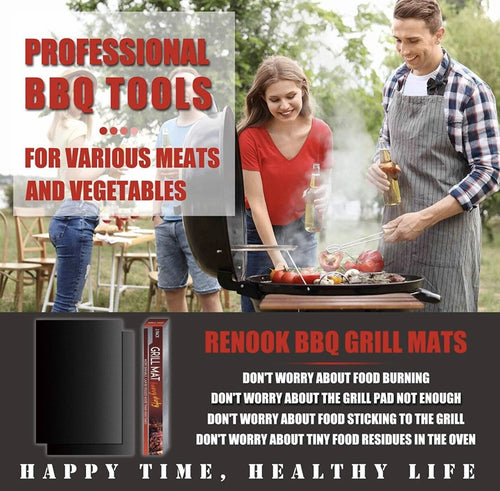 2-Pack Non-Stick BBQ Grill Mats – Heavy Duty Reusable Grill Sheets for Outdoor & Indoor Cooking