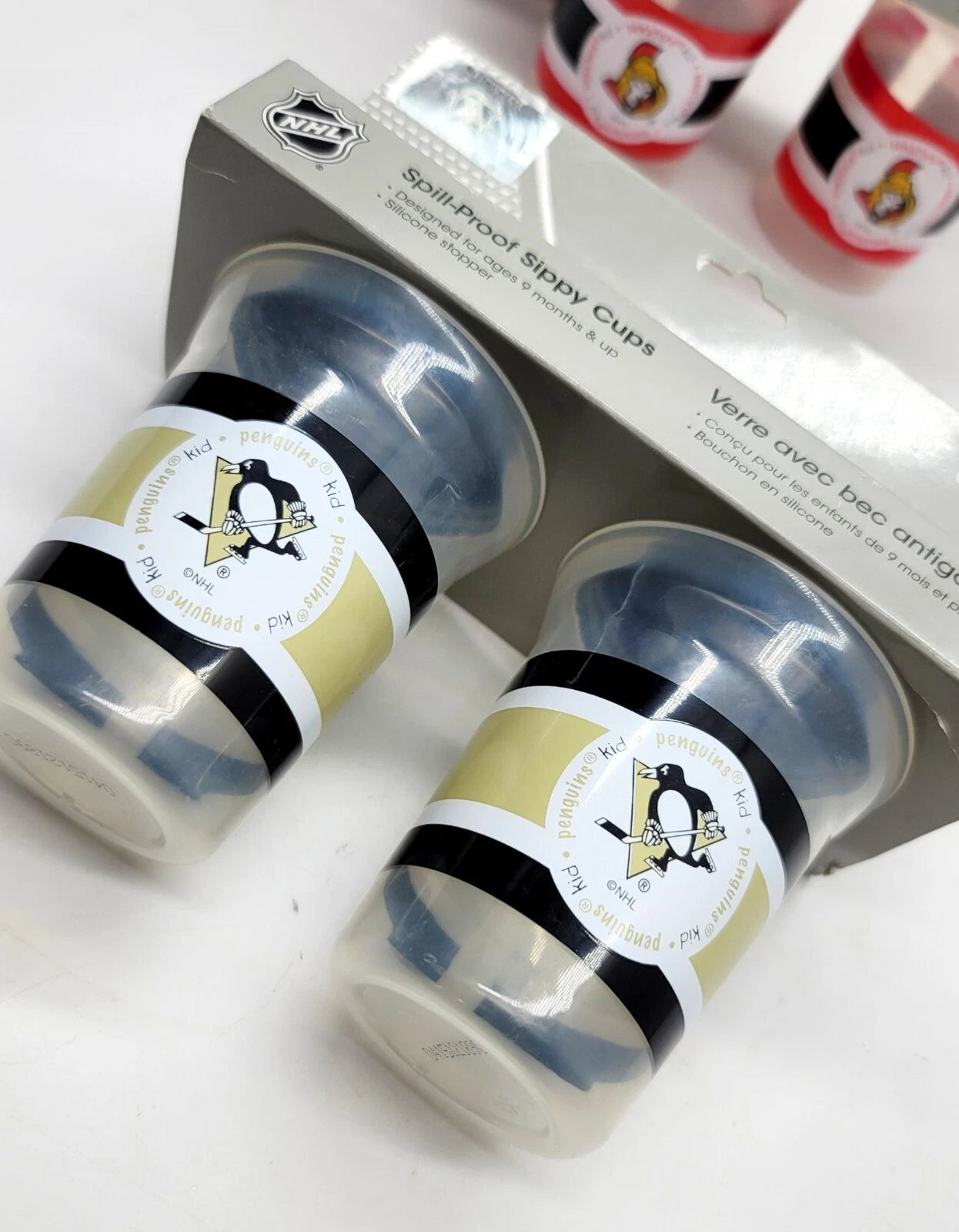 NHL Pittsburgh Penguins Kids Spill-Proof Sippy Cups – BPA Free, 2-Pack (NHL-024-PIT-SIP-2Pk)