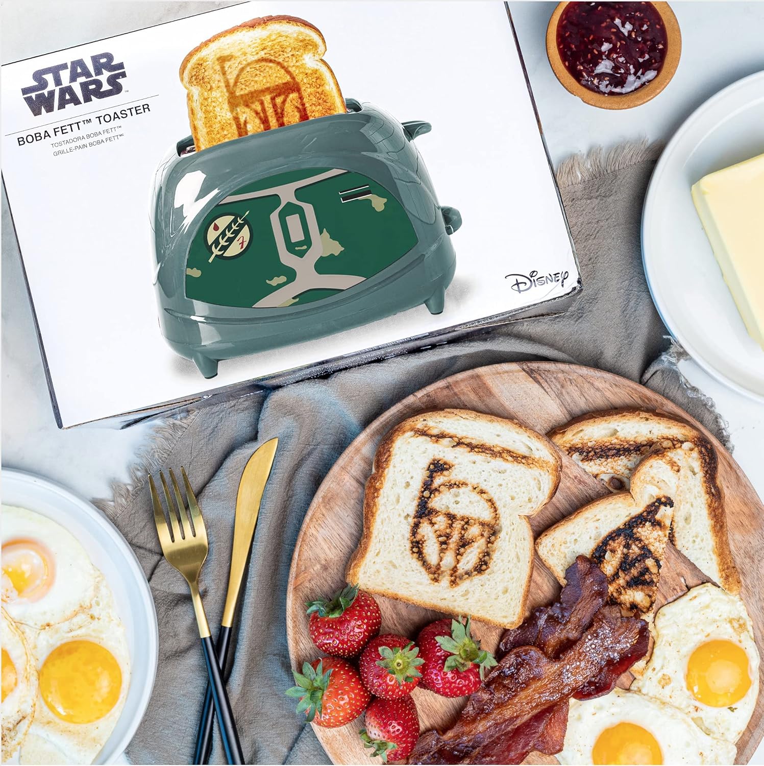Star Wars Boba Fett Toaster – 2-Slice Electric Toaster with Toast Imprint | Disney Licensed