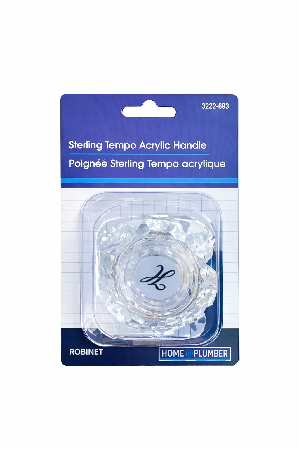 Sterling Tempo Acrylic Faucet Handle – Clear Replacement Knob for Bathroom Sink (Hot/Cold Indicator)