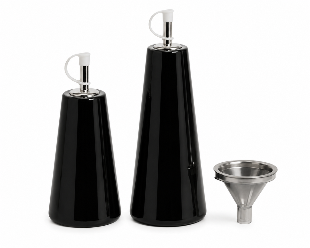 stylehunters-2-piece-ceramic-olive-oil-dispenser-bottle-set-with-funnel-black-560ml-300ml