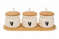 Stylehunters 3-Piece Ceramic Spice Jar Set with Wooden Base