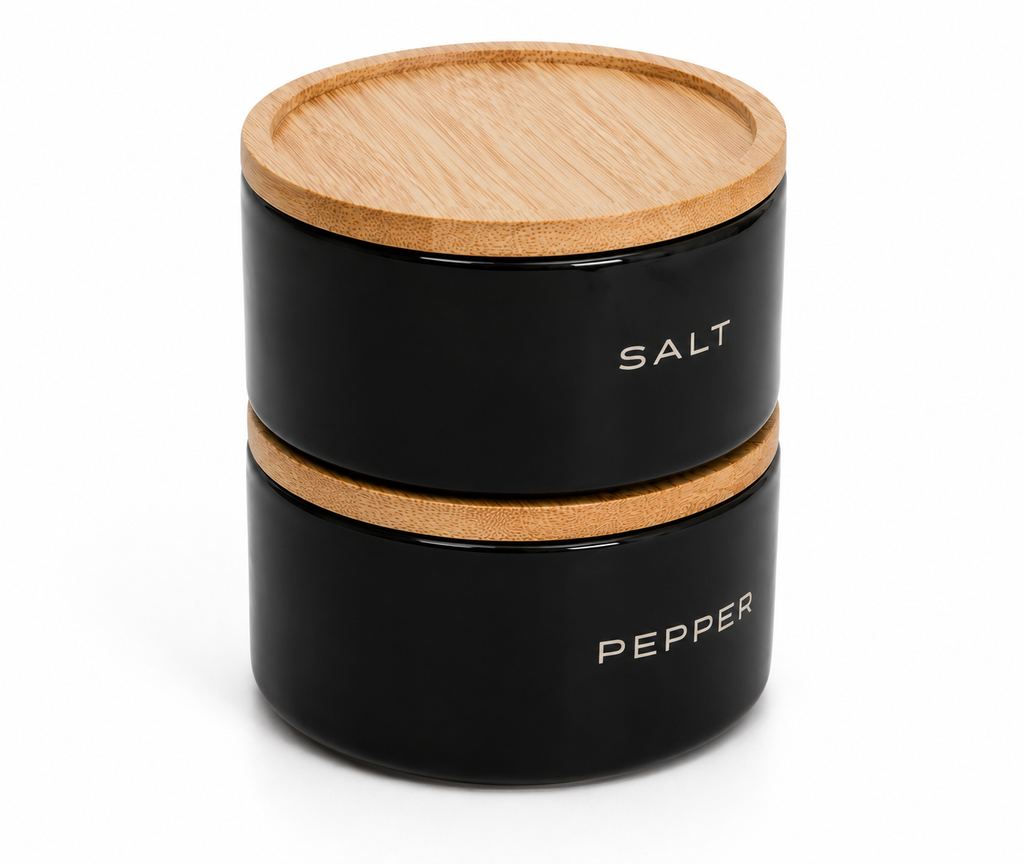stylehunters-3-piece-stackable-ceramic-salt-pepper-jar-set-black