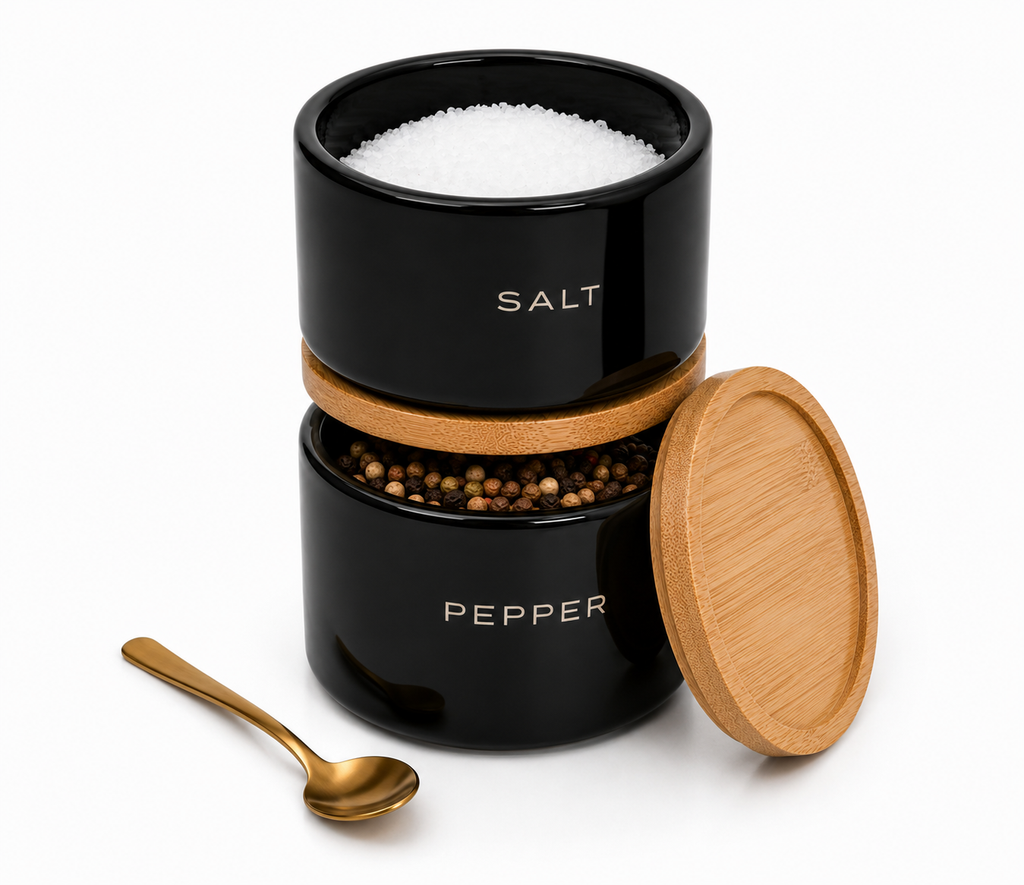 stylehunters-3-piece-stackable-ceramic-salt-pepper-jar-set-black