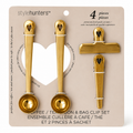 Stylehunters 4-Piece Coffee & Tea Spoon Clip Set – Gold | Scoop Measuring Spoons & Bag Clips