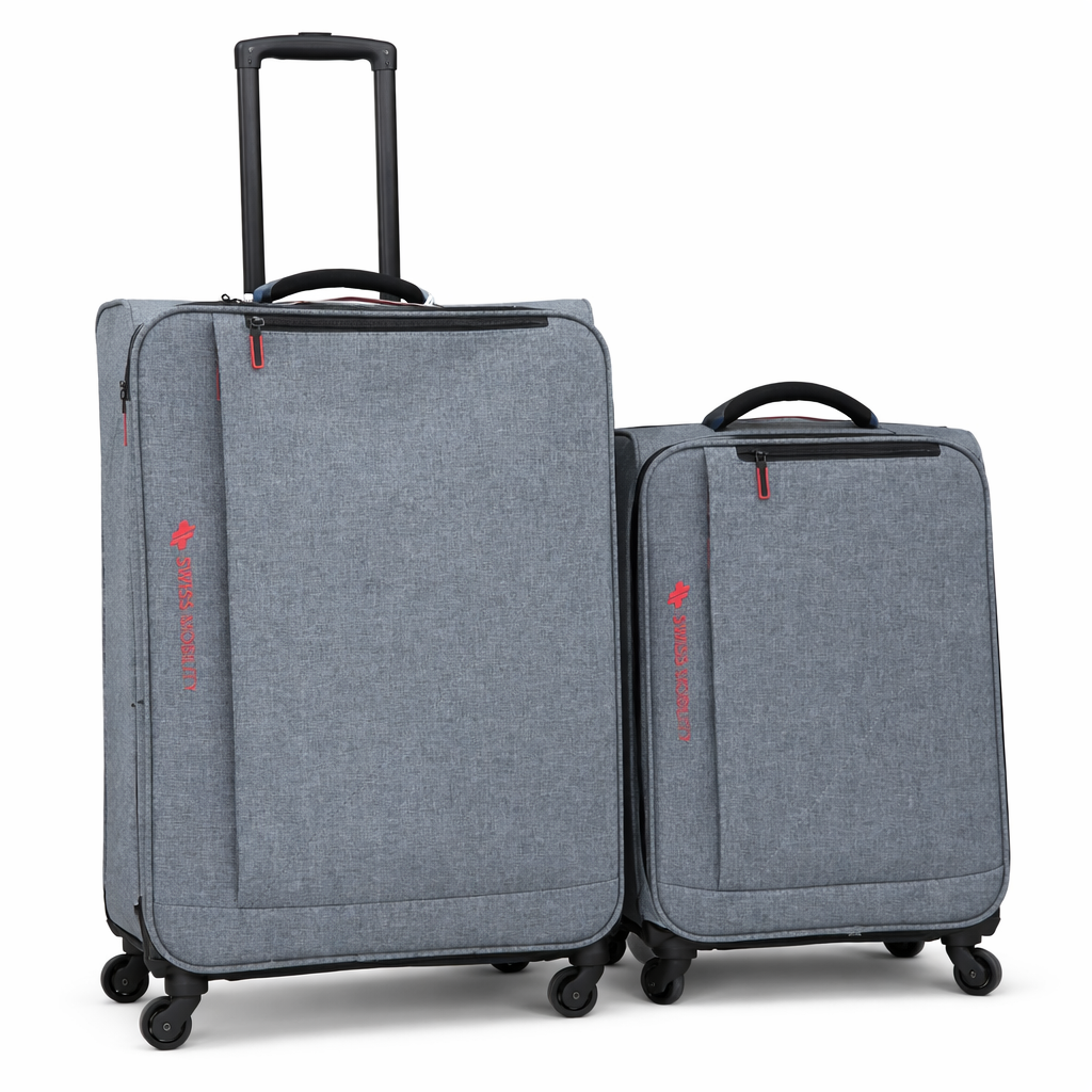 Swiss Mobility YYZ Collection 6-Piece Luggage Set – Carry-On & Large Suitcases with Packing Cubes & Neck Pillow (Black)