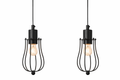Sylvania Lowell Vintage Cage Pendant Light – Matte Black Plug-In – Model 1901