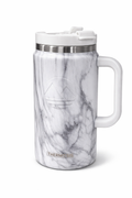 Thermosis 64 oz Marble Tumbler with Handle – Insulated Stainless Steel Travel Mug with Lid | Leakproof, BPA-Free (Carrara White)