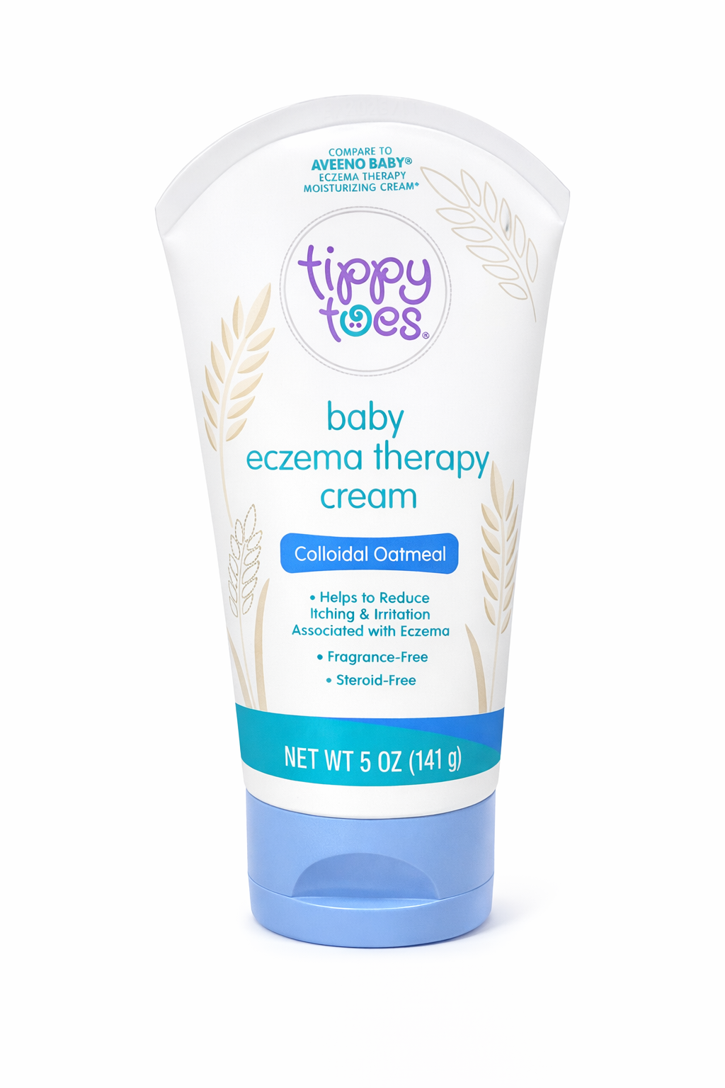 Tippy Toes Baby Eczema Therapy Cream with Colloidal Oatmeal – Fragrance-Free, Steroid-Free Moisturizing Relief, 5 OZ (141 g)