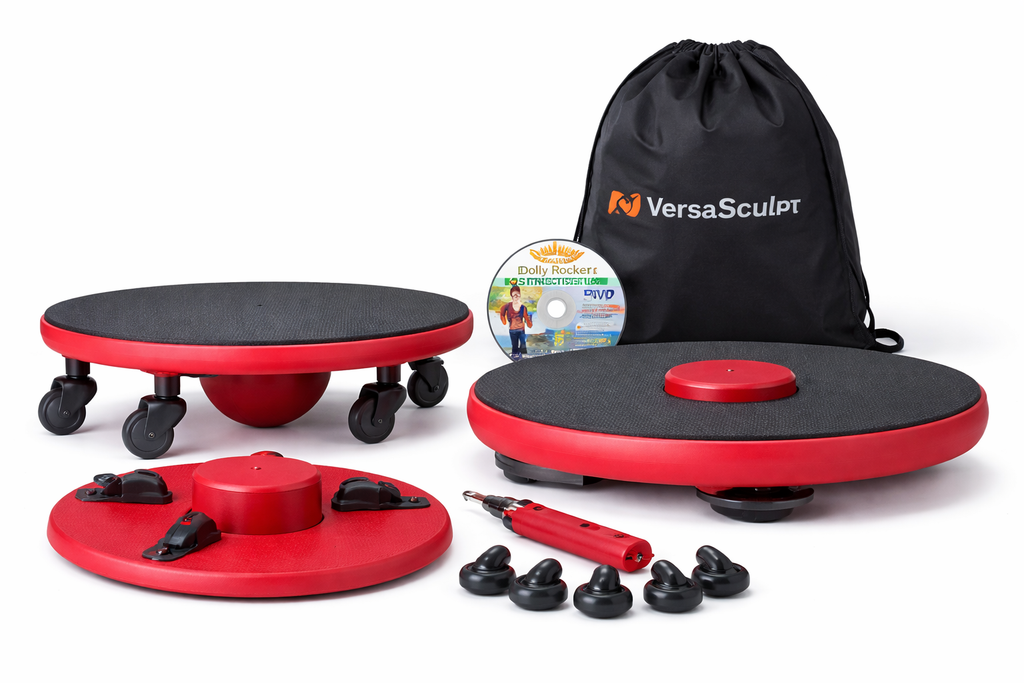 VersaSculpt Dolly Rocker Fitness Board – 3-in-1 Home Gym Trainer | Core, Balance & Strength Workout (101+ Exercises)