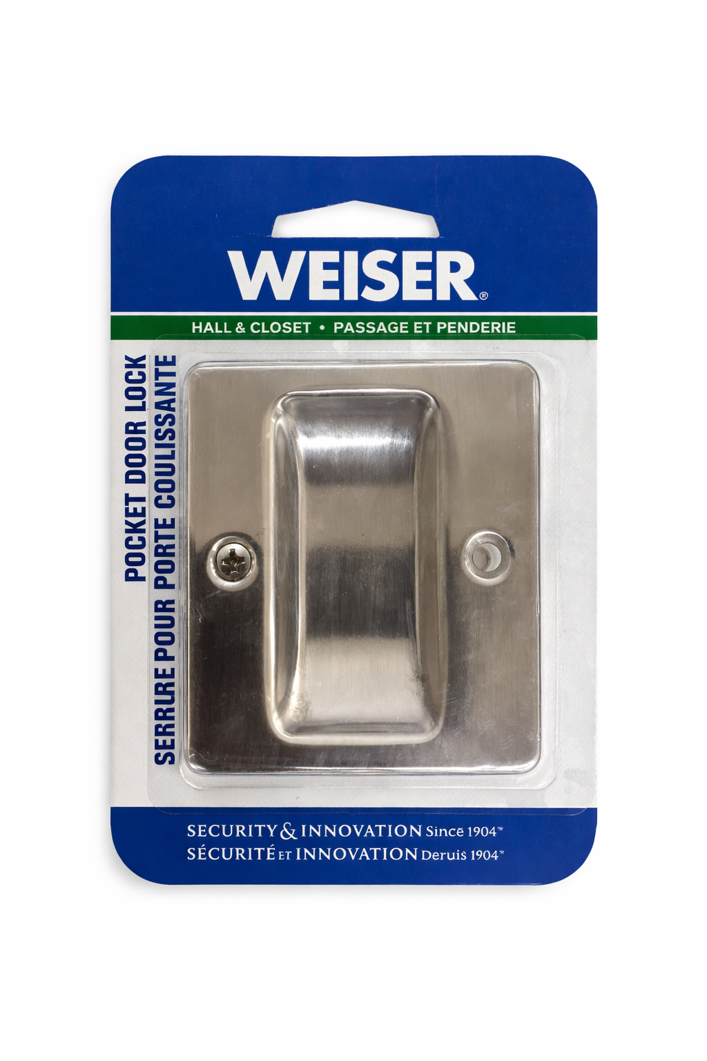 Weiser Pocket Door Lock – Hall & Closet Sliding Door Lock, Satin Nickel Finish