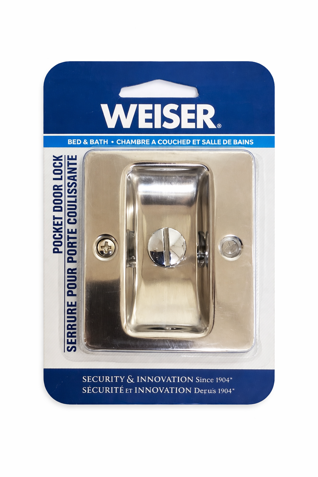 Weiser Pocket Door Privacy Lock – Bed & Bath Sliding Door Lock, Polished Finish