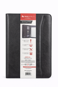 Zippered Leather Portfolio Organizer with Calculator & Notepad – Professional Business Padfolio