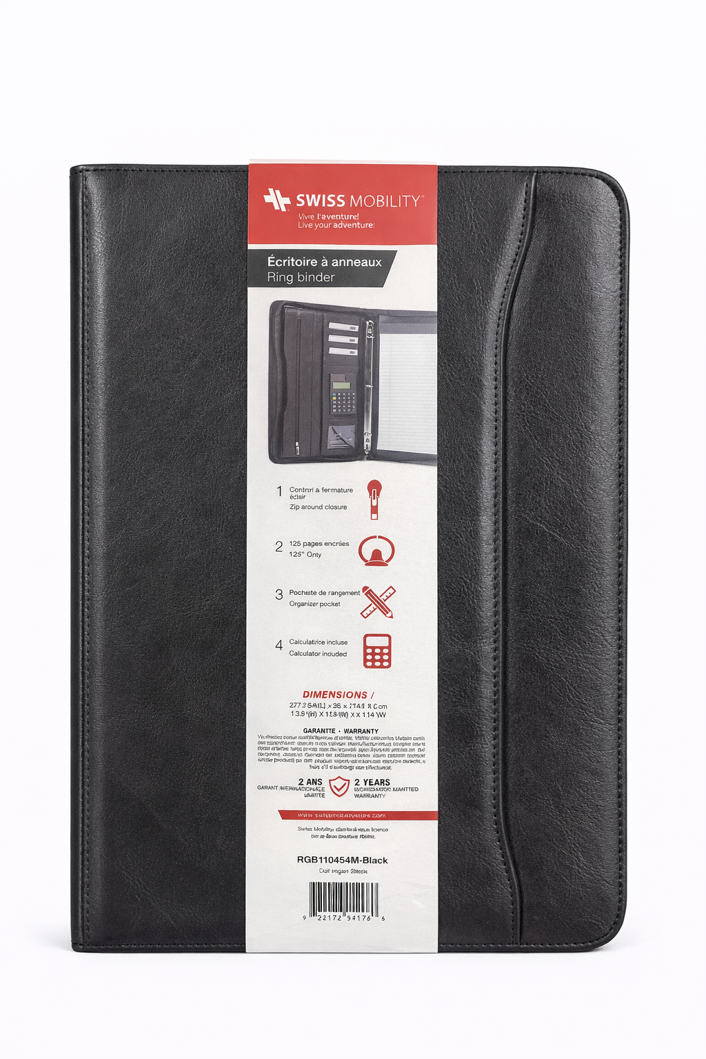 Zippered Leather Portfolio Organizer with Calculator & Notepad – Professional Business Padfolio